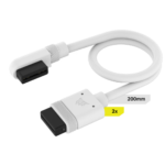 Corsair ICUE Link Cable, 2X 200mm With Straight/Slim 90° Connectors - White