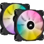 Corsair ICUE SP140 RGB Elite Performance 140mm PWM Fan - Dual Fan Kit With Lighting Node Core - Black