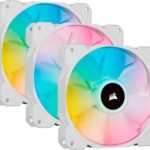Corsair ICUE SP120 RGB Elite Performance 120mm PWM Fan - Triple Pack With ICUE Lighting Node Core - White