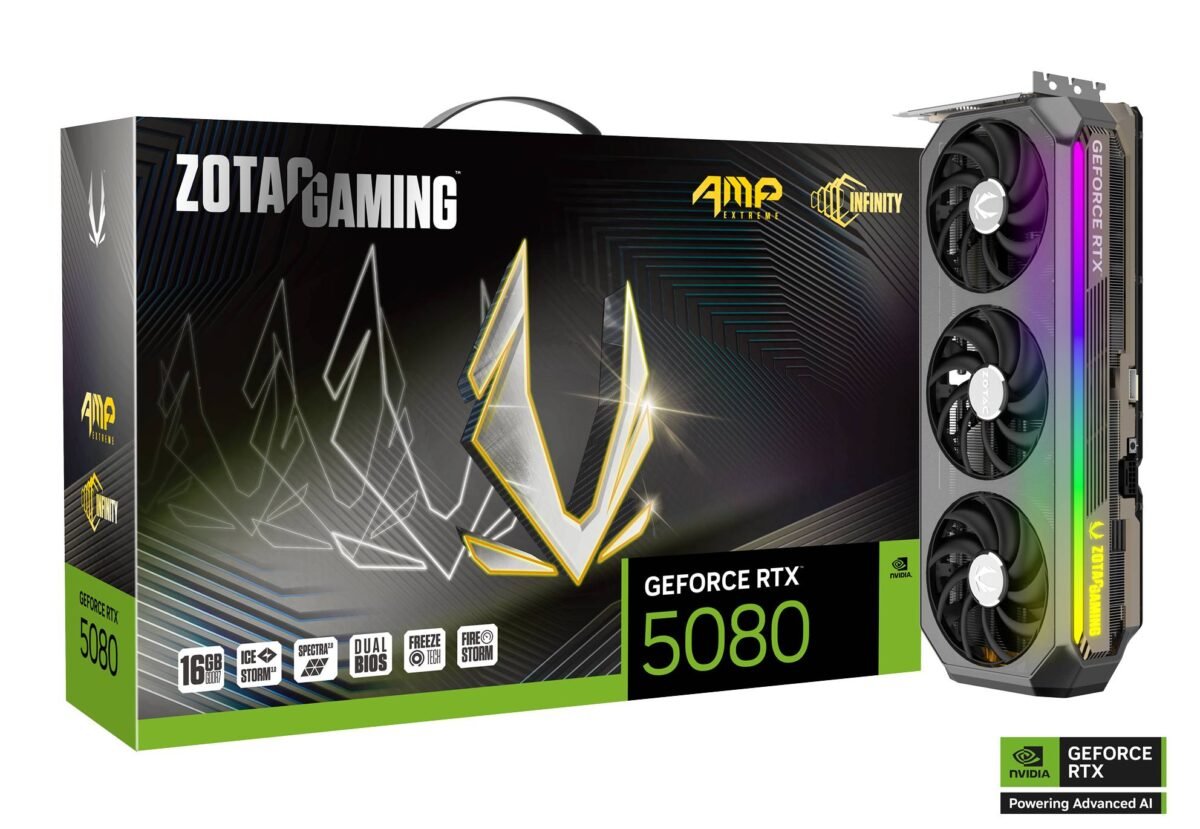 ZOTAC AMP Extreme Infinity GeForce RTX 5080 16GB 256-Bit GDDR7 PCI-Express 5.0 DLSS 4.0 Video Card ZT-B50800B-10P - Image 1