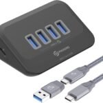PHIXERO USB Port Hub 10Gbps, 4 Ports USB 3.1 Hub, High-Speed USB 3.2 Gen 2 Portable USB Splitter, USB Hub for Laptop, PC, iMac, MacBook, Playstation, Xbox