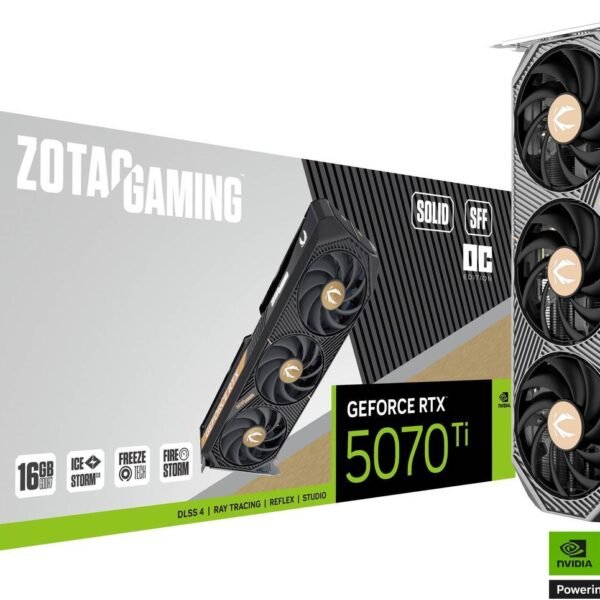ZOTAC SOLID SFF OC GeForce RTX 5070 Ti 16GB 256-Bit GDDR7 DLSS 4.0 PIC-Express 5.0 Graphics Card
