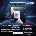 Amazing AMD Bundle Deal AMD 9800X3D Bundle with 32 GB (2X16) RGB DDR5 MEMORY DIMM