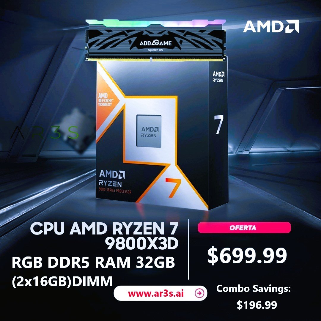 AMD 9800X3D Bundle with 32 GB (2X16) RGB DDR5 Amazing AMD Bundle Deal AMD 9800X3D Bundle with 32 GB (2X16) RGB DDR5 MEMORY DIMM - Image 1