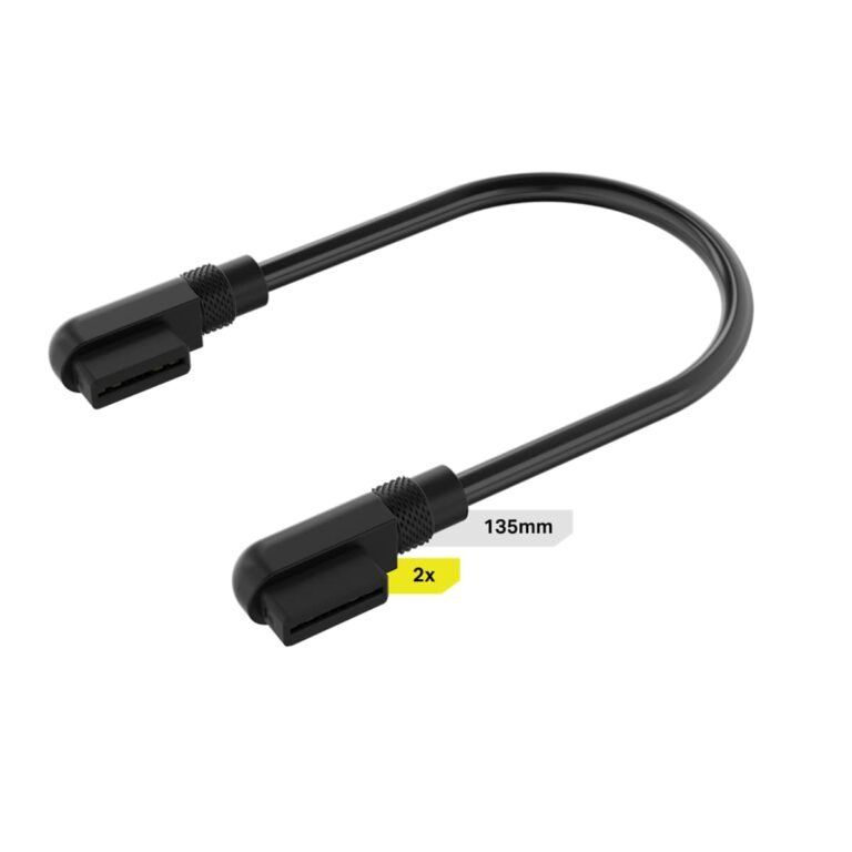 Corsair ICUE Link Cable, 2X 135mm With Slim 90? Connectors - Black