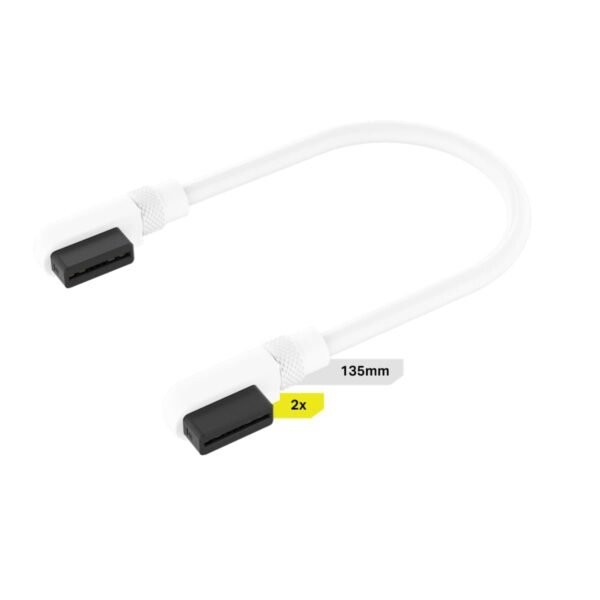 Corsair ICUE Link Cable, 2X 135mm With Slim 90? Connectors - White
