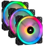 Corsair LL Series LL120 RGB 120mm Dual Light Loop RGB LED PWM - 3 Fan Pack With Lightning Node Pro - Black