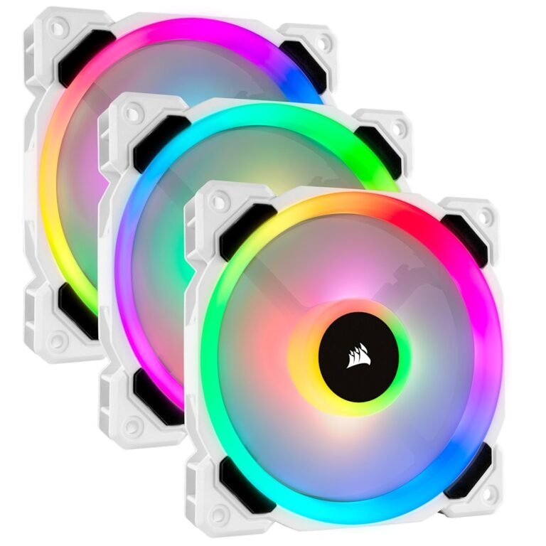 Corsair LL Series, LL120 RGB, 120mm RGB LED Fan, Triple Pack with Lighting Node PRO - White
