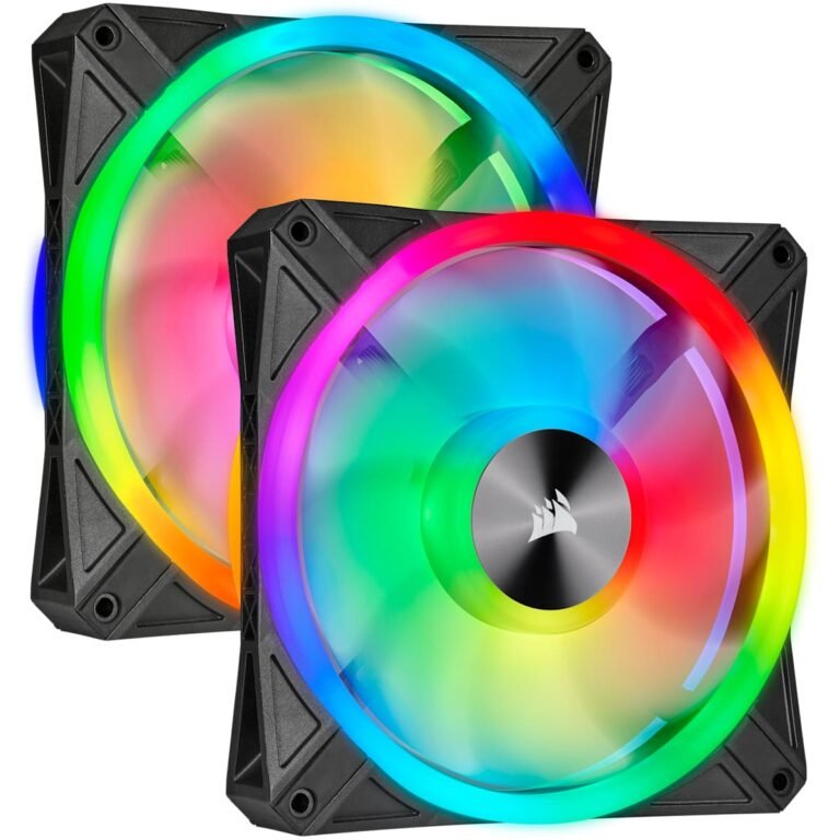 Corsair QL Series QL140 RGB 140mm RGB LED Fan - Dual Pack With Light Node Core - Black