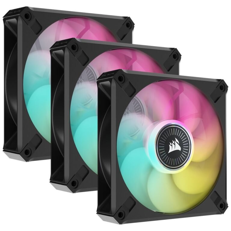 Corsair iCUE ML120 RGB ELITE Premium 120mm PWM Magnetic Levitation Fan � Triple Fan Kit with iCUE Lighting Node CORE