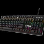 MSI Forge GK300 - Mechanical Keyboard, Blue Switches, RGB, Ergonomic, Anti-Ghosting, Angle-Adjustment (Black)