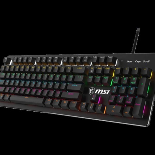 MSI Forge GK300 - Mechanical Keyboard, Blue Switches, RGB, Ergonomic, Anti-Ghosting, Angle-Adjustment (Black)