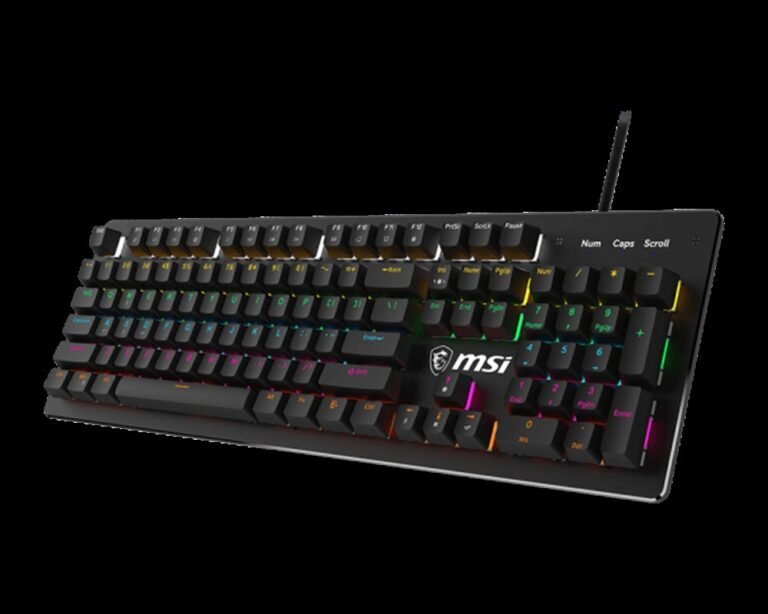 MSI Forge GK300 - Mechanical Keyboard, Blue Switches, RGB, Ergonomic, Anti-Ghosting, Angle-Adjustment (Black)