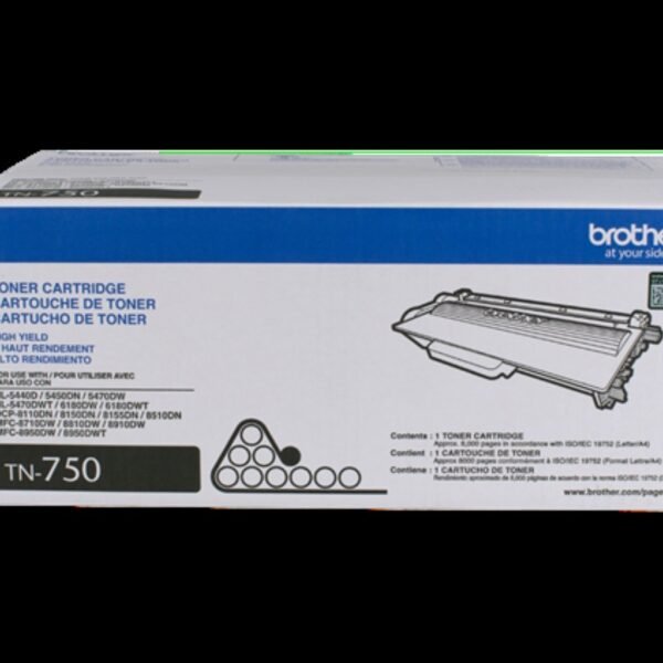Brother TN-750 Black Toner Cartridge, High-Yield 8,000 Pages