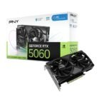 PNY GeForce RTX 5060 8GB OC Dual Fan retail box with graphics card