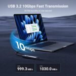 UGREEN 90541 USB 3.2 Gen 2 10Gbps NVMe SSD enclosure connected to a laptop